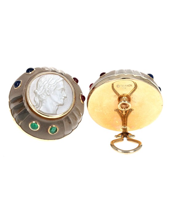 Trianon Intaglio Mother of Pearl Dome Earrings